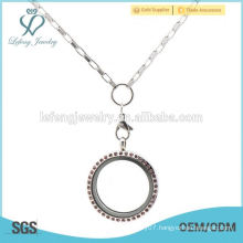 New hot silver stainless steel glass memory lockets chain necklaces jewelry wholesale